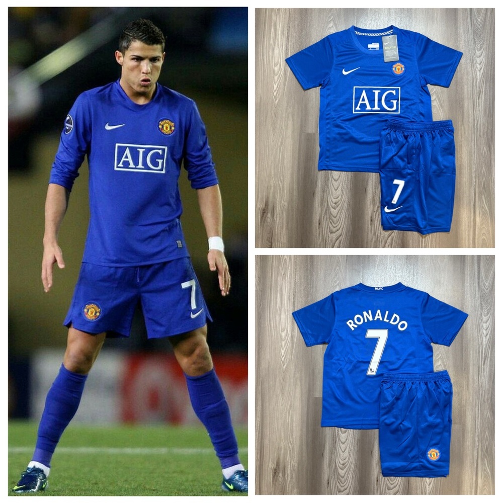 Cristiano Ronaldo #7 Manchester United 2008-09 RETRO Kids Soccer Jersey Kit